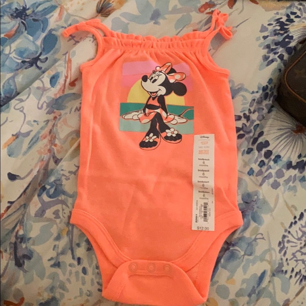 NWT Minnie Mouse Neon Orange / coral  Bodysuit